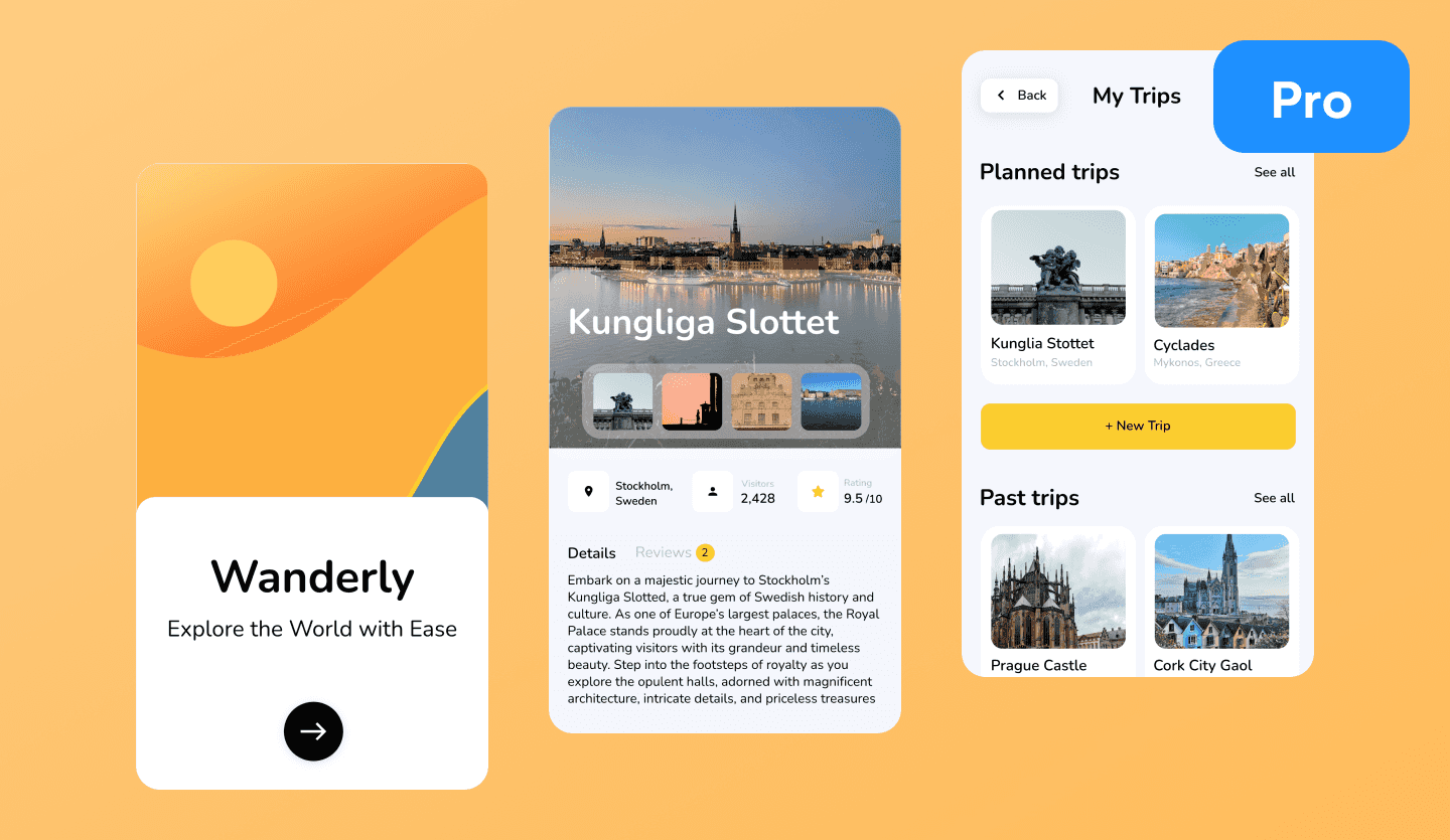 Travel planning app UI design template