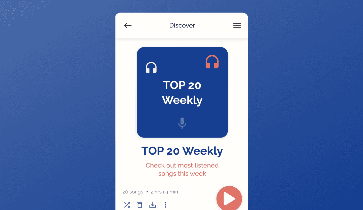 Music player app UI design template playlist screen