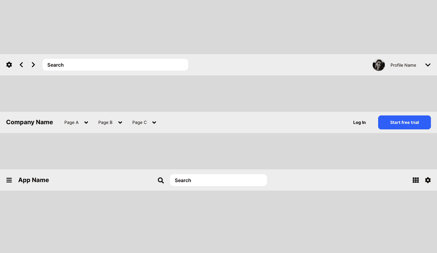 Screenshot showcasing the component template for designing app headers