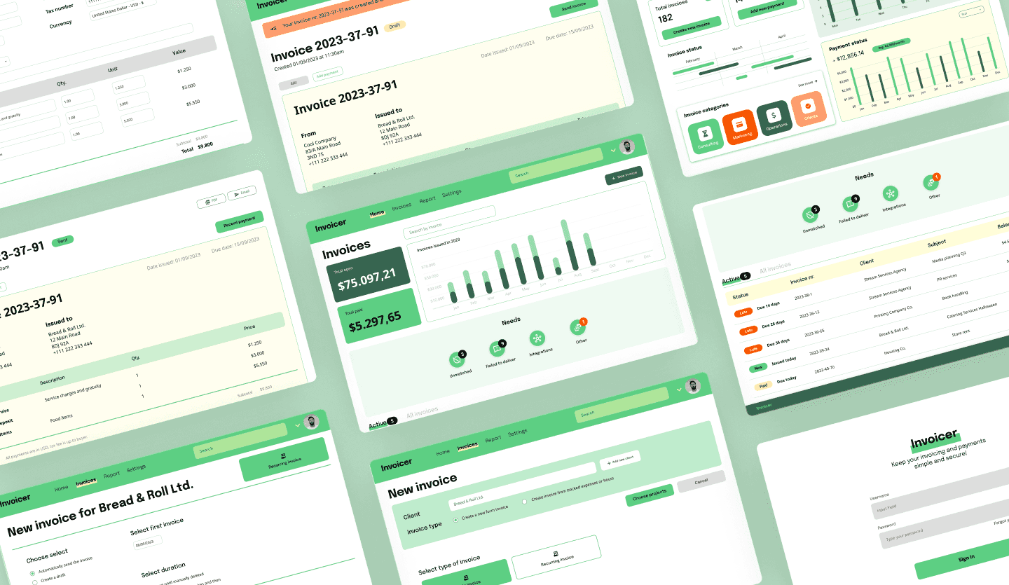 Invoicing web app template summary