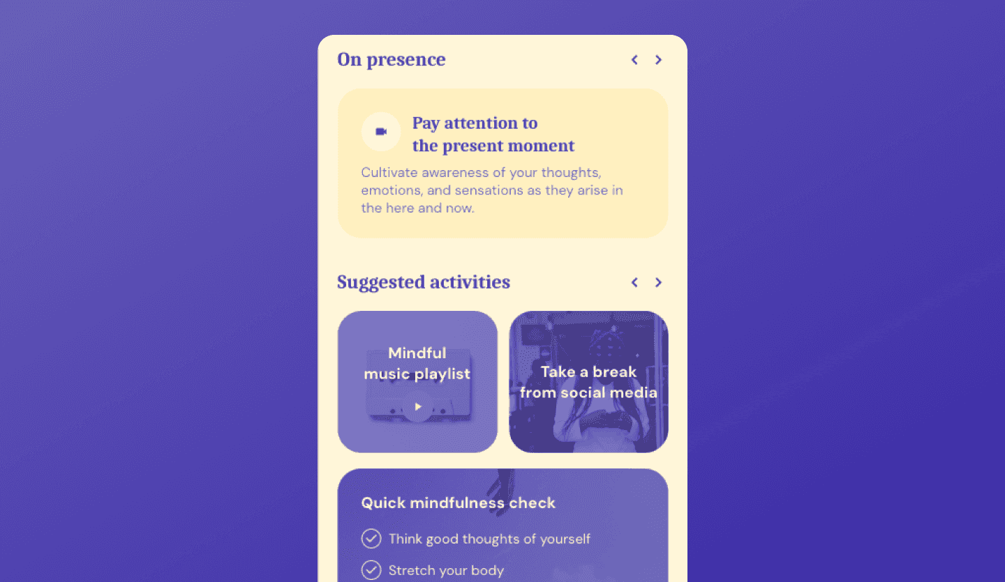 Self-development app UI design template details screen