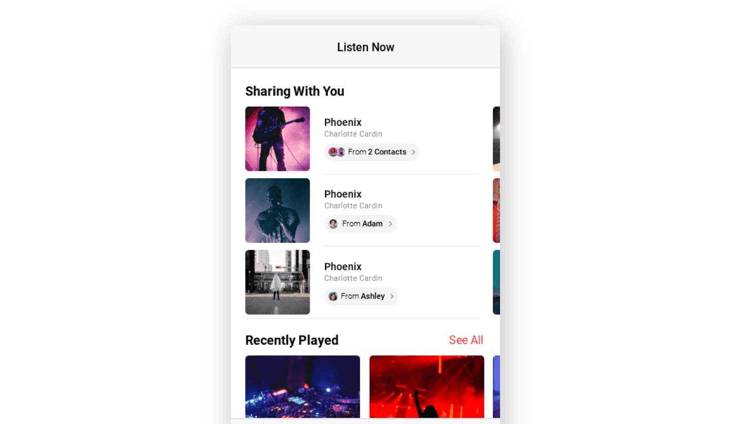 Screenshot of iOS 15 Mobile App: Apple Music app