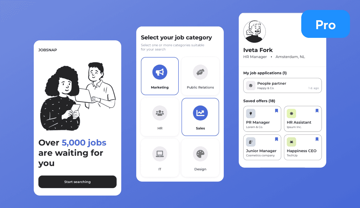 job app design template cover screen