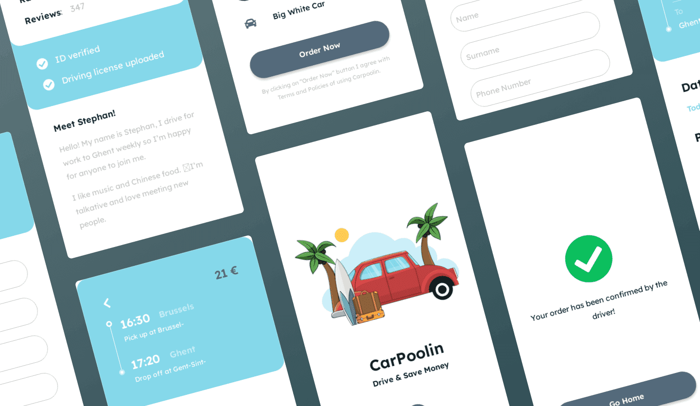 carpool mobile app design template summary