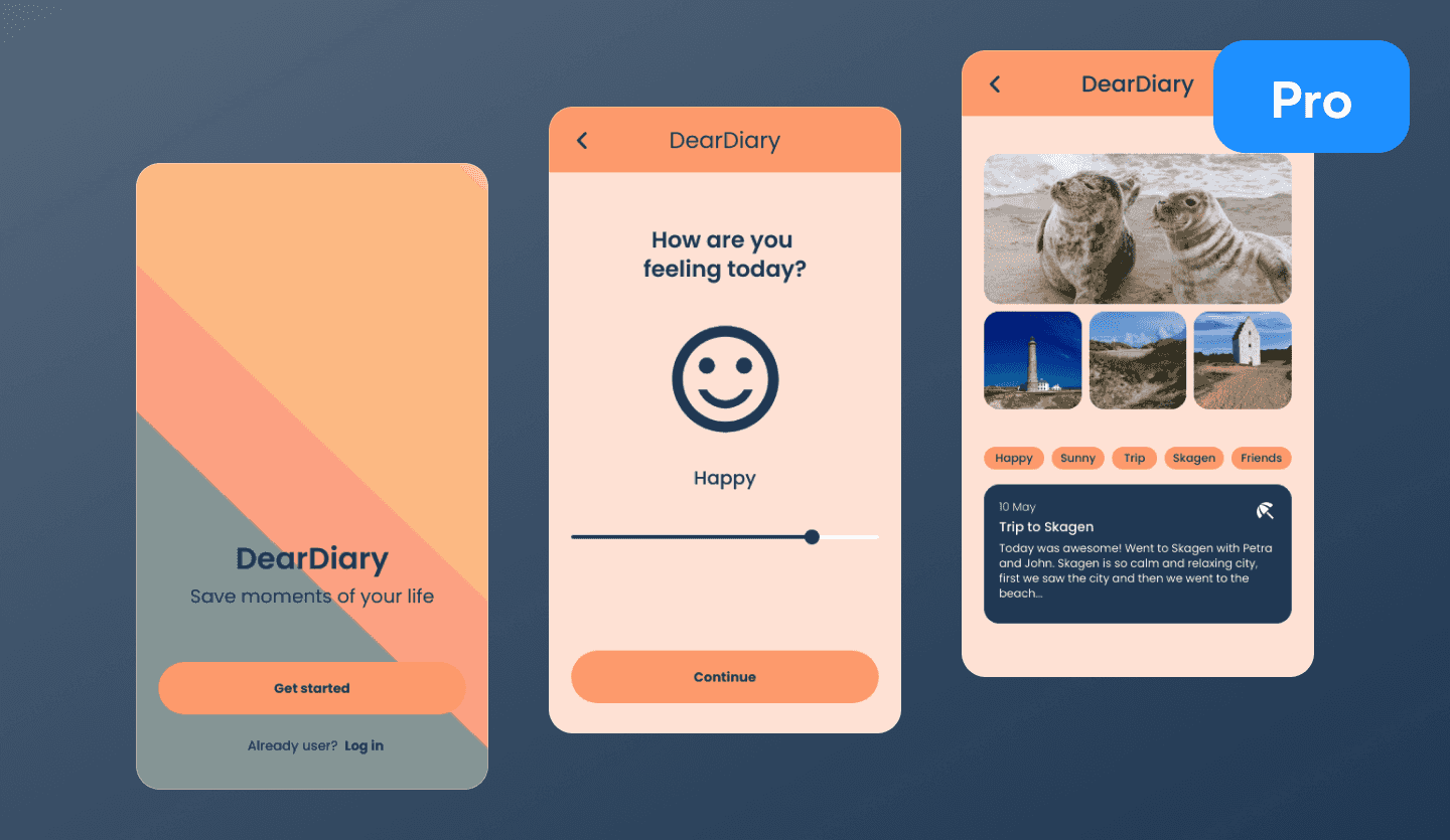 Journaling app UI design template
