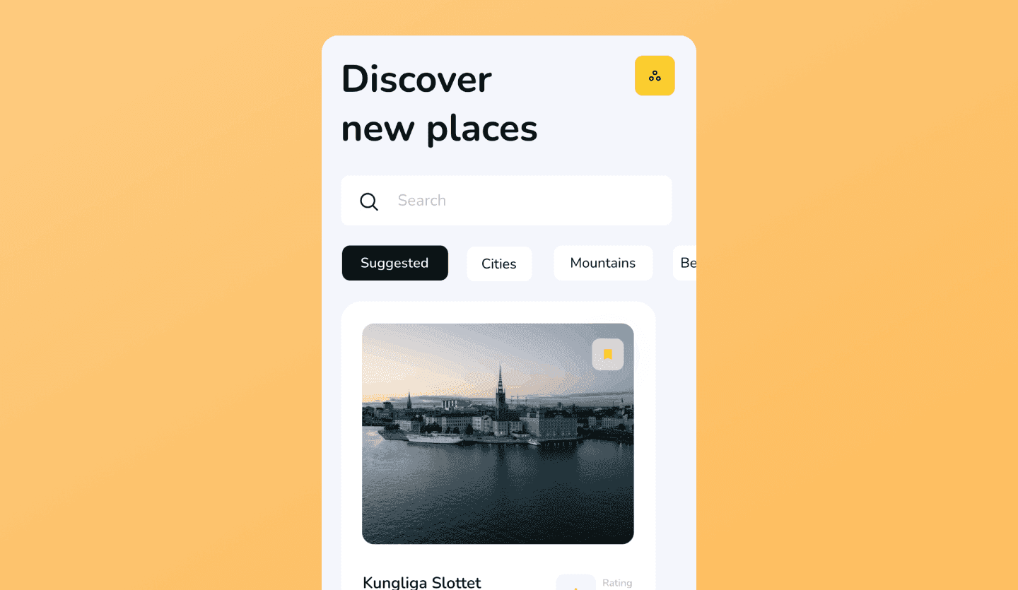 Travel plan app UI design homepage screen