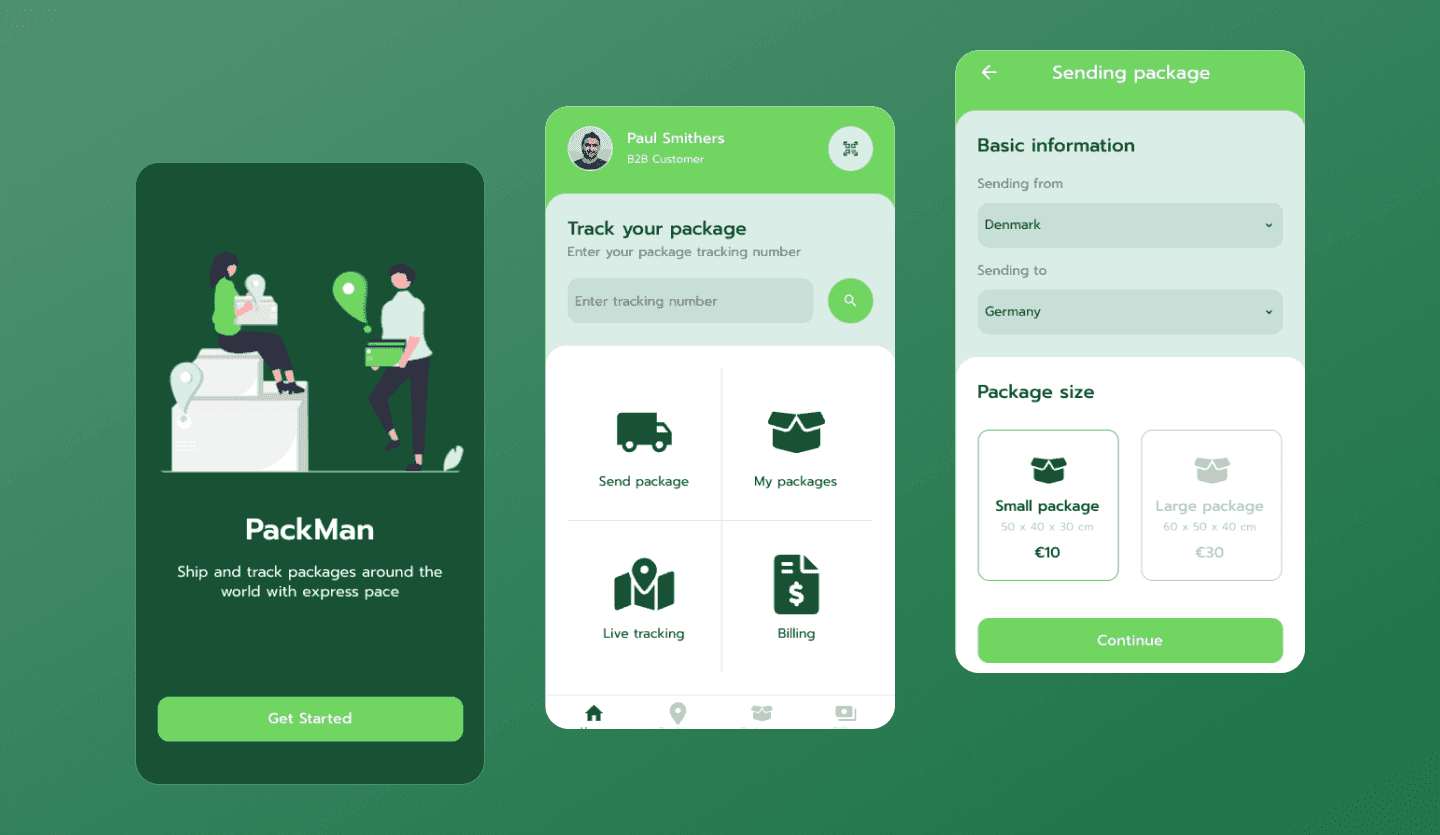 Package delivery app UI design template