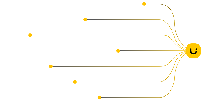 Graphics showcasing different technologies used at Uizard: Gradient Descent, Computational Design, Heuristics, Secret Sauce, Language Modeling, Computer Vision, Deep Neural Networks