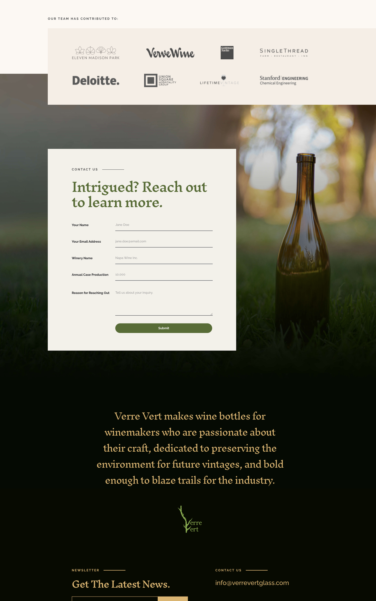 Verre Vert is an attractive example of a well-designed single-page scrolling website.