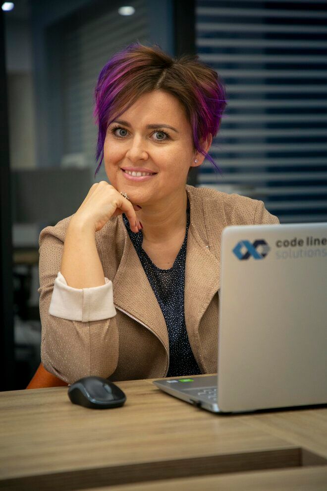 Sanida Dozo in the Code Line Solutions' HQ at Sarajevo, Bosnia-Herzegovina