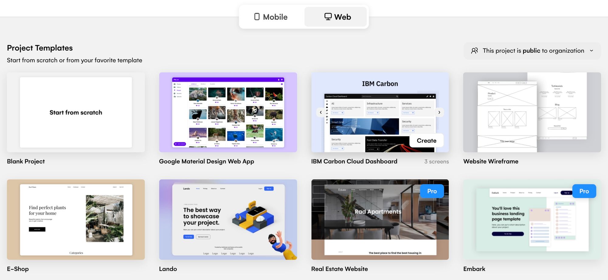 Web templates ready to use and edit in Uizard