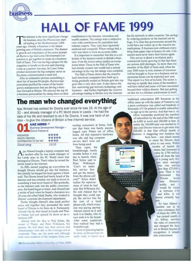 "The man who changed everything" in Business Age Magazine 1999