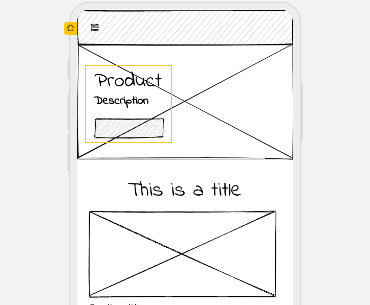 product focused mobile wireframe