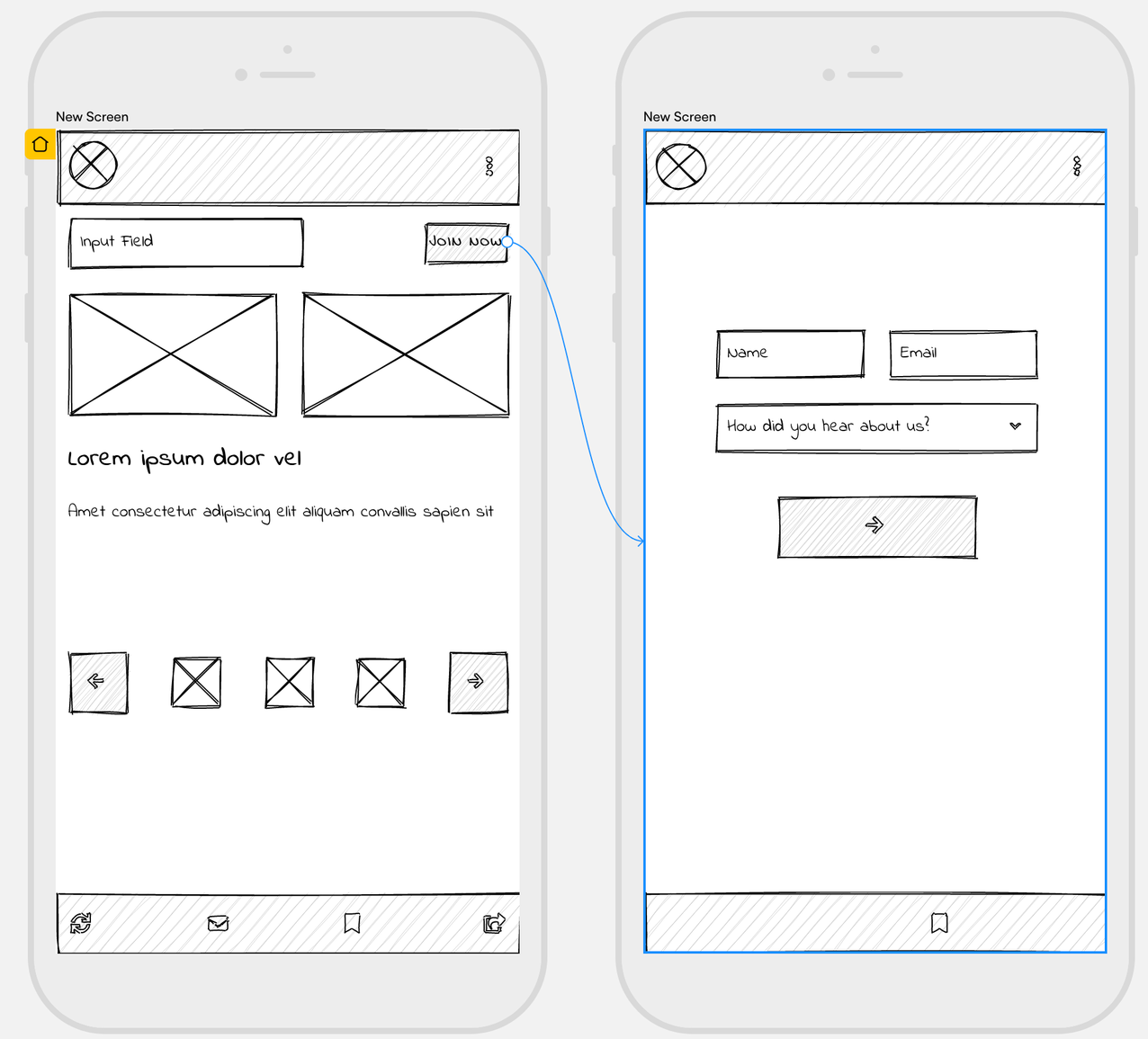 low-fidelity mobile app prototype