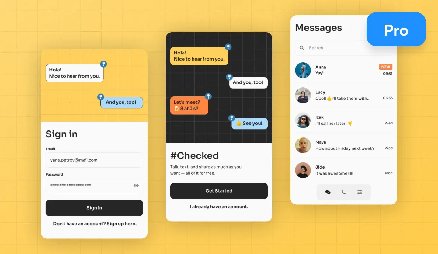 instant messaging mobile app design template