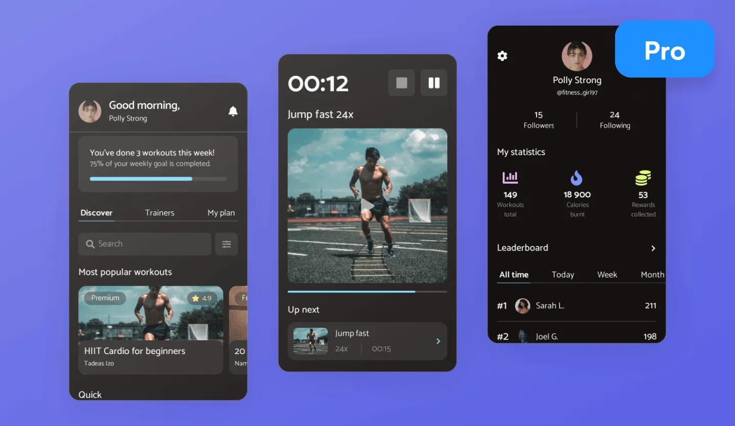 mobile fitness app design template