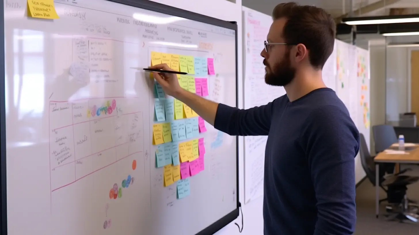 designer working on a whiteboard