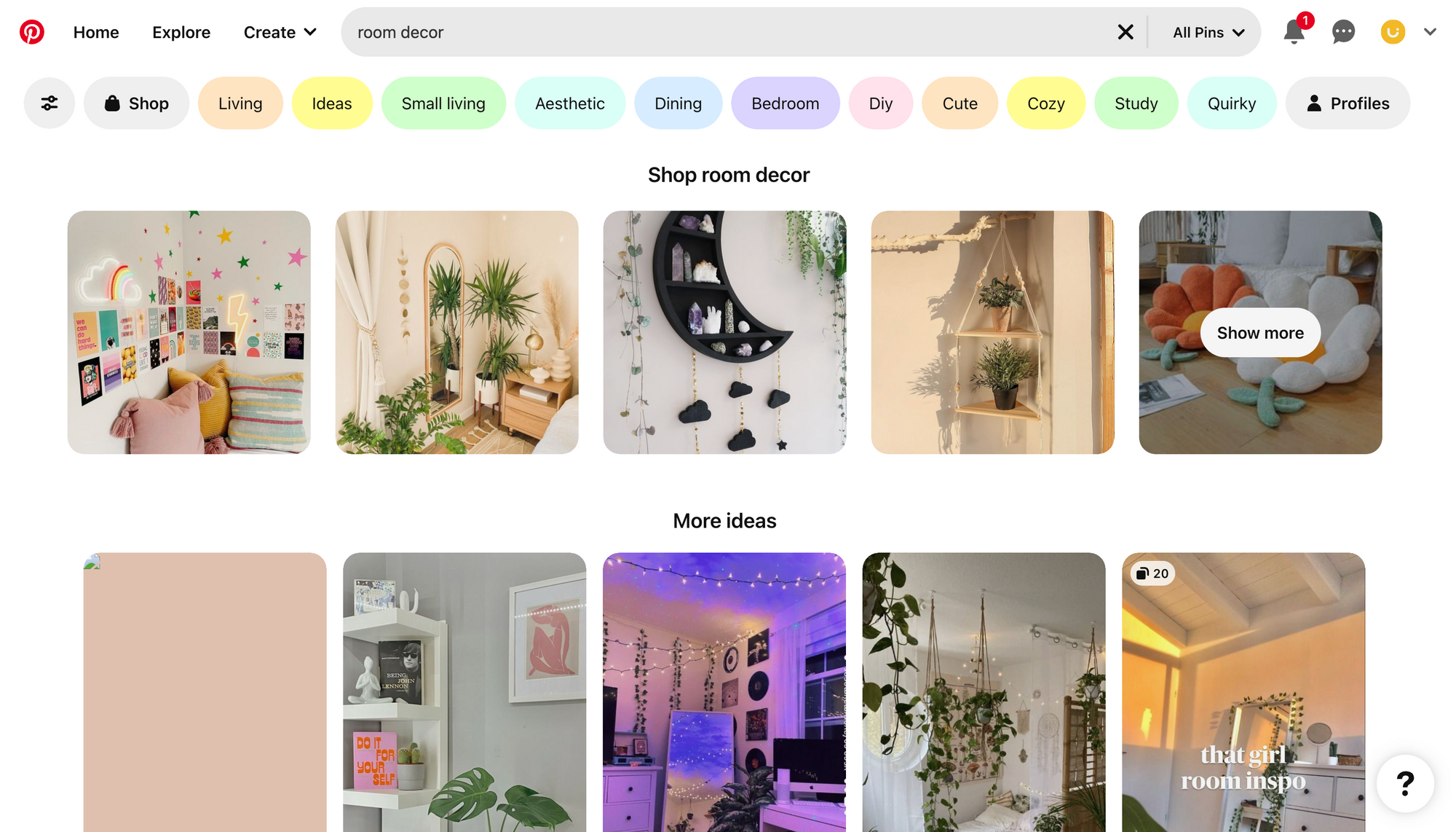 Pinterest UI design example