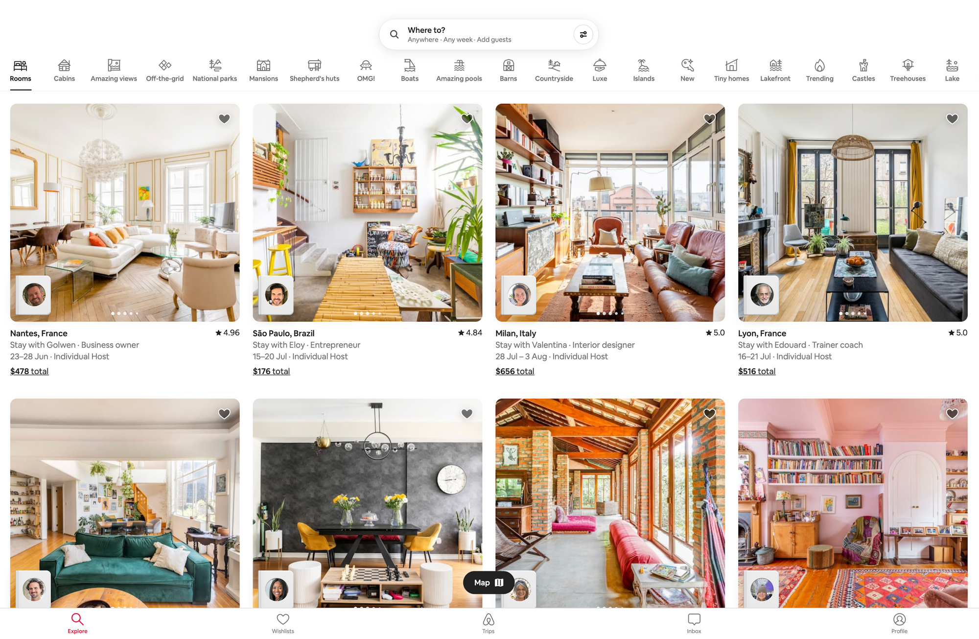 ui design example Airbnb