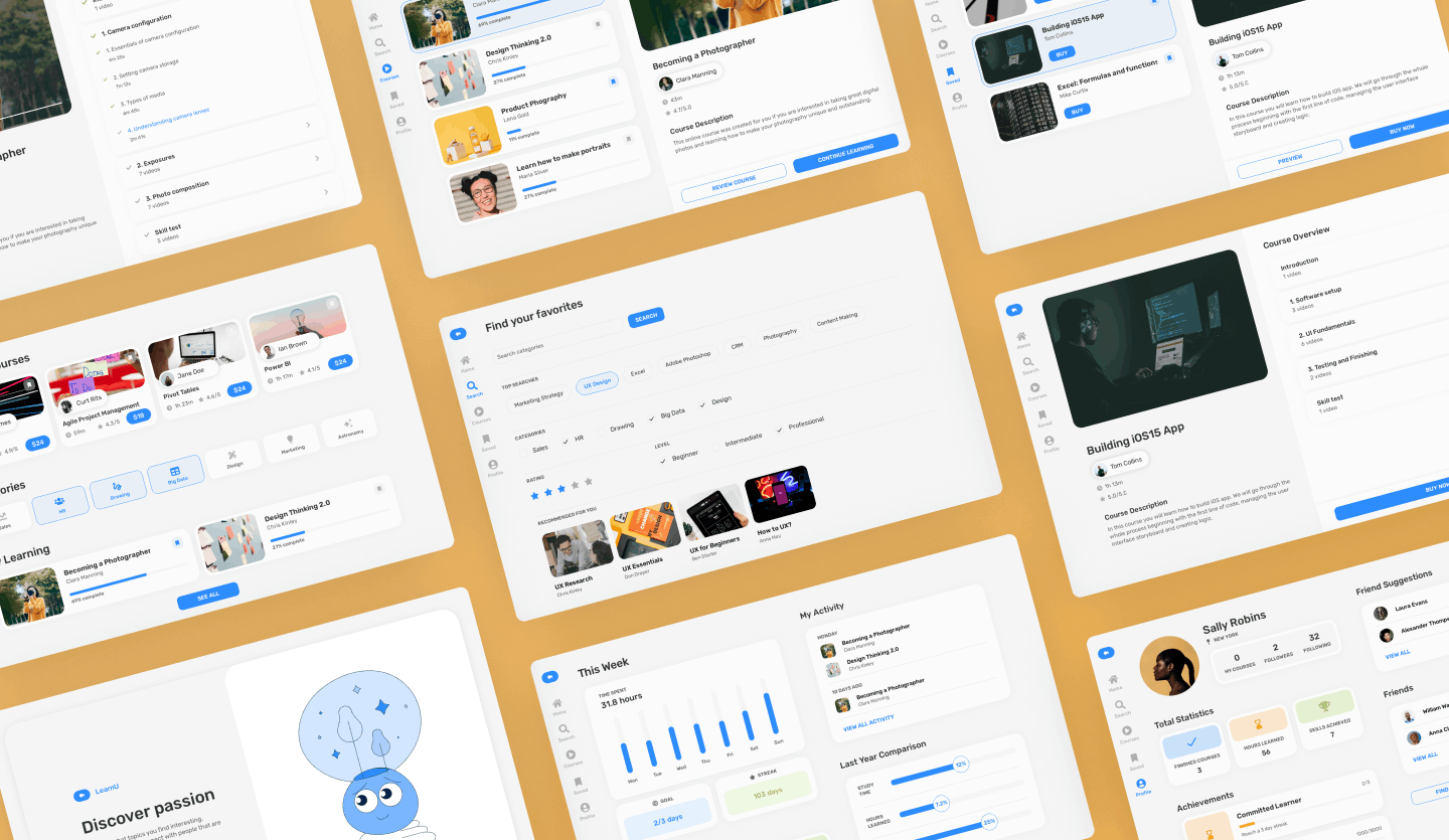 uizard's learning app template design