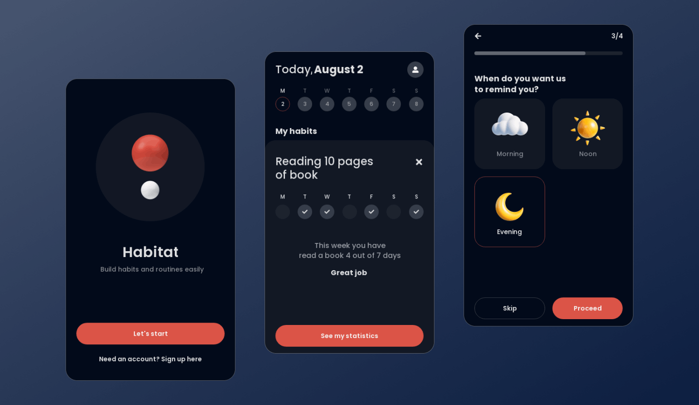 habit tracker app design template