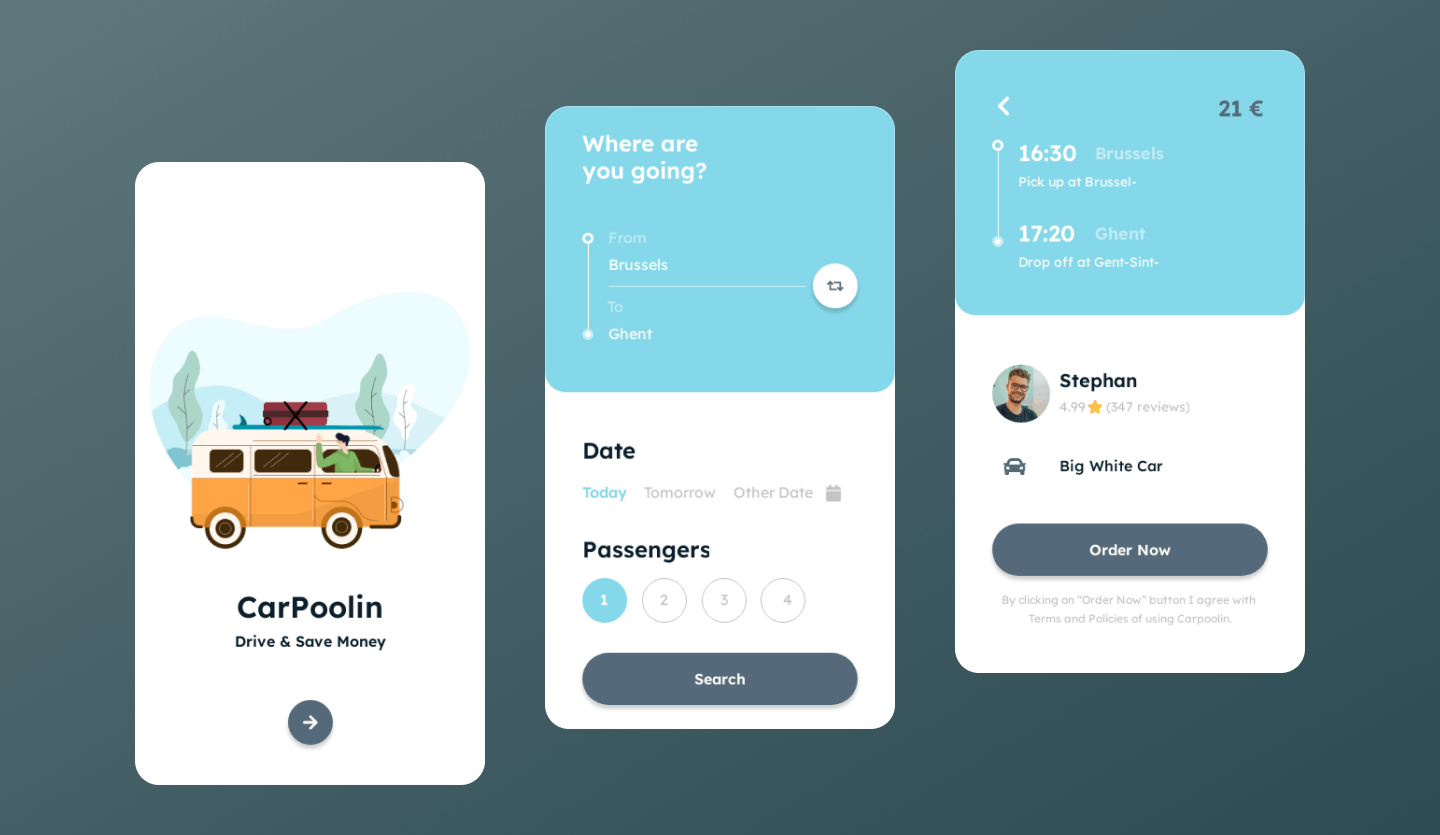 carpool app design template