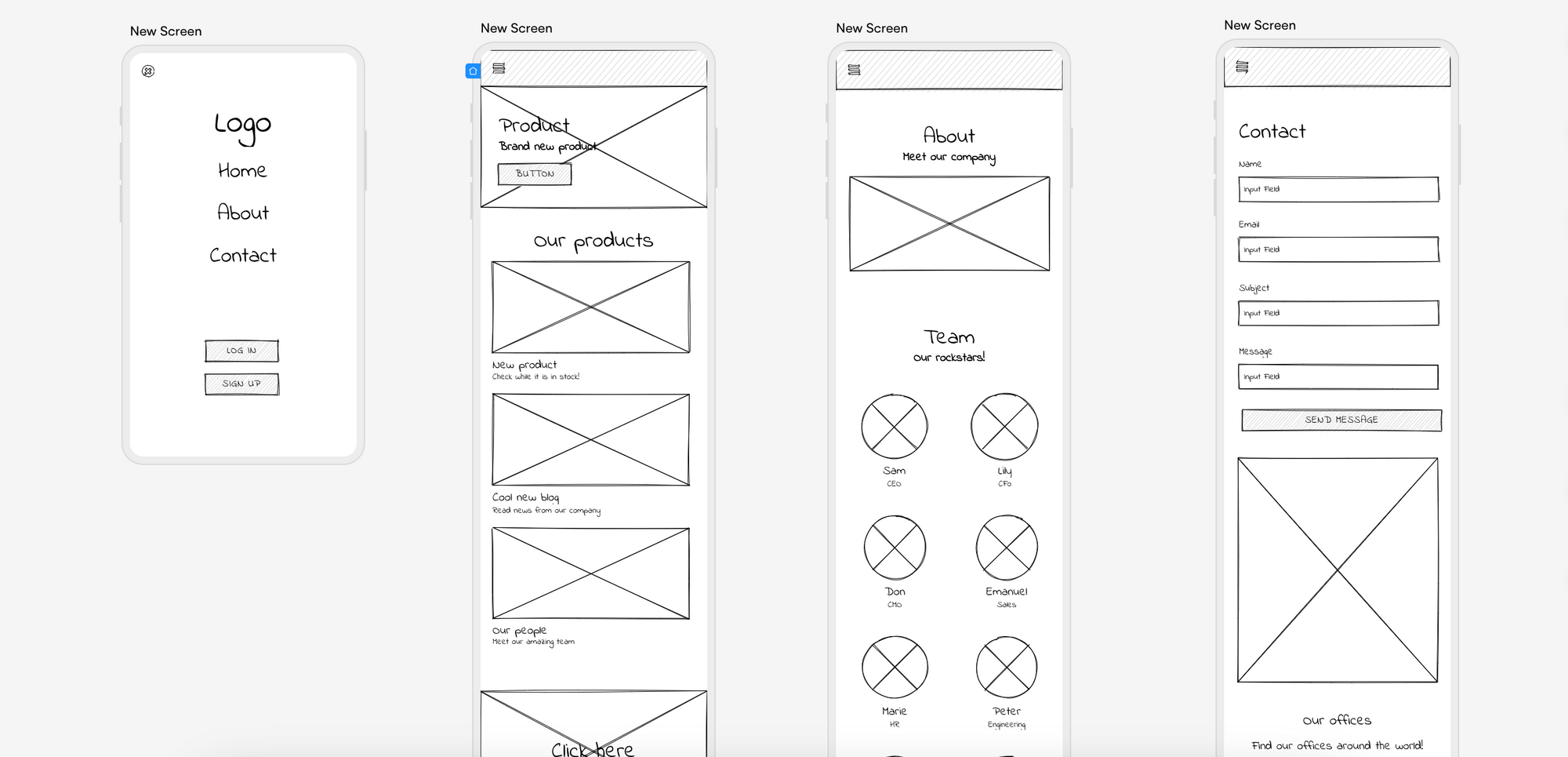 app wireframes in uizard