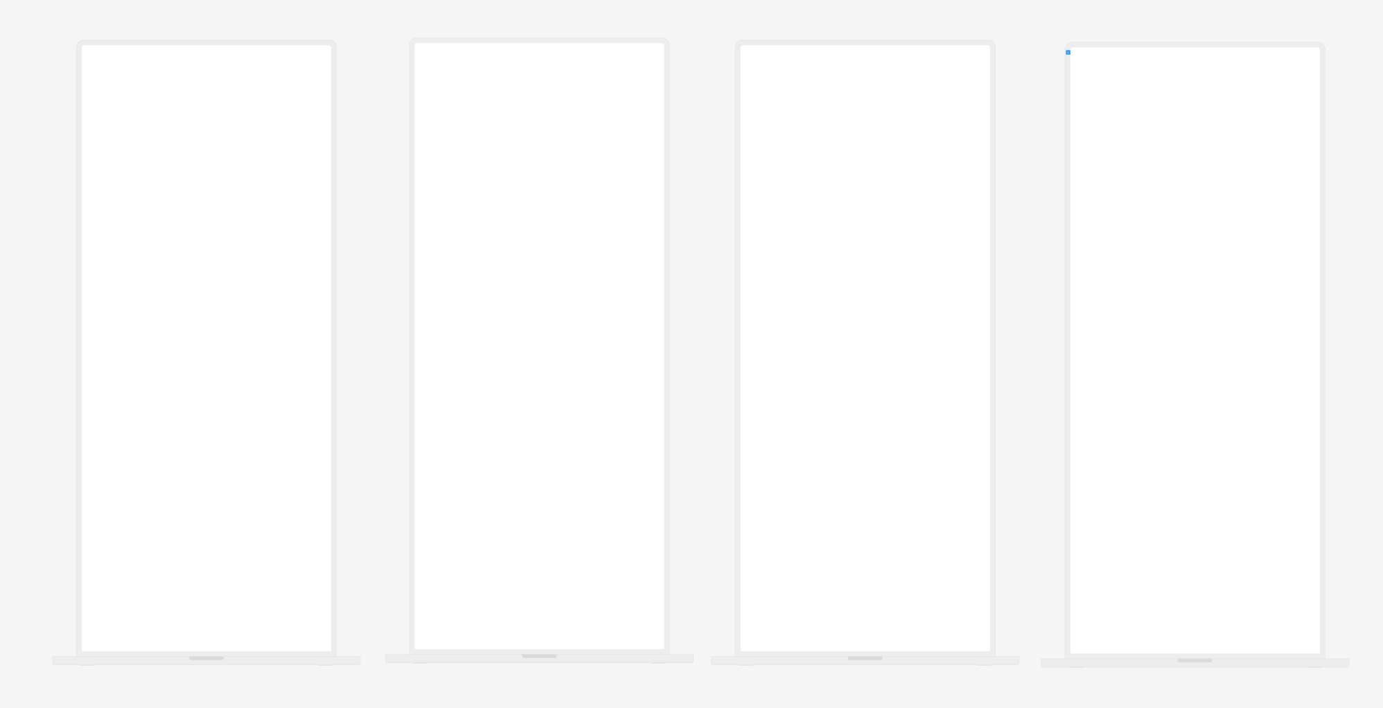 four blank design screens in uizard