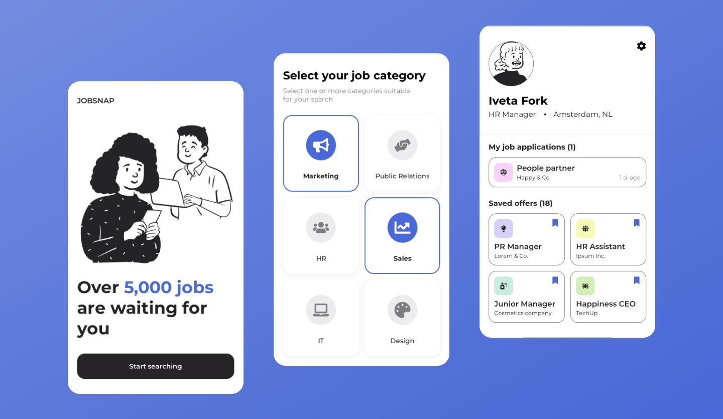 job finding app uizard template