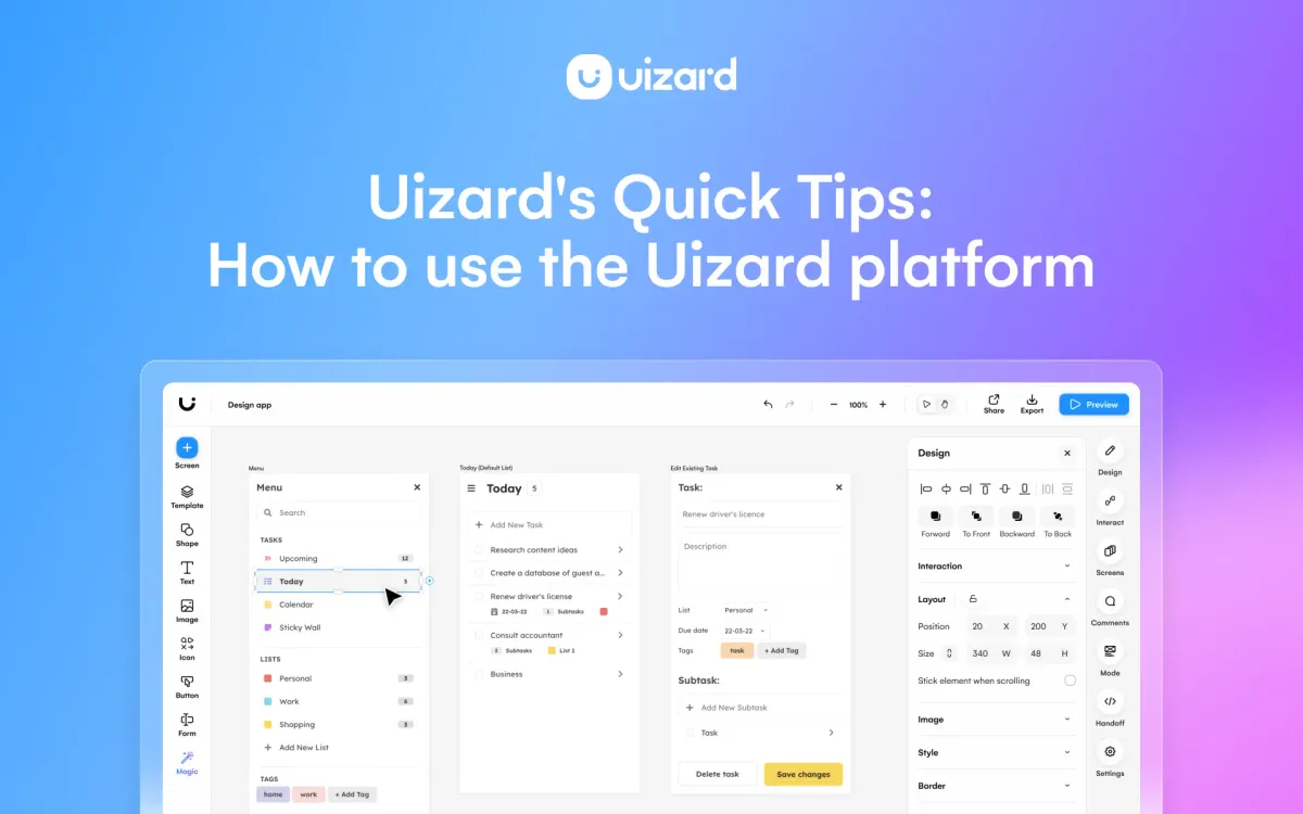 Uizard’s Quick Tips | How To Use Uizard | Uizard