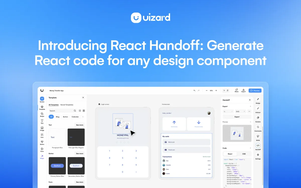 React handoff generate react code in seconds uizard