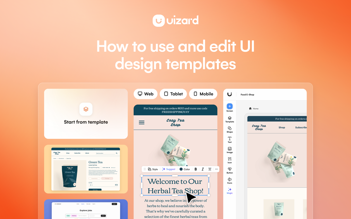 How To Use And Edit UI Design Templates | Uizard