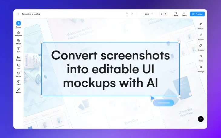 Uizard Screenshot: Convert screenshots to editable mockups with AI