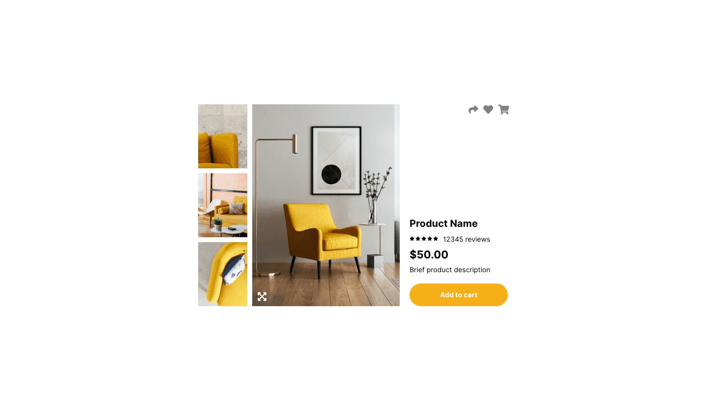 Screenshot showcasing the component template for designing online shops