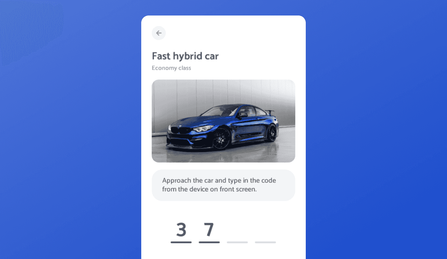 car sharing app design unlock screen