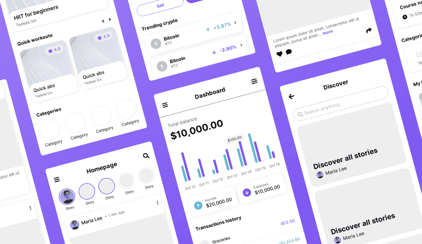mobile ui kit dashboard components