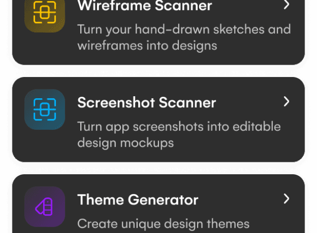 Uizard screenshot scanner editor interface
