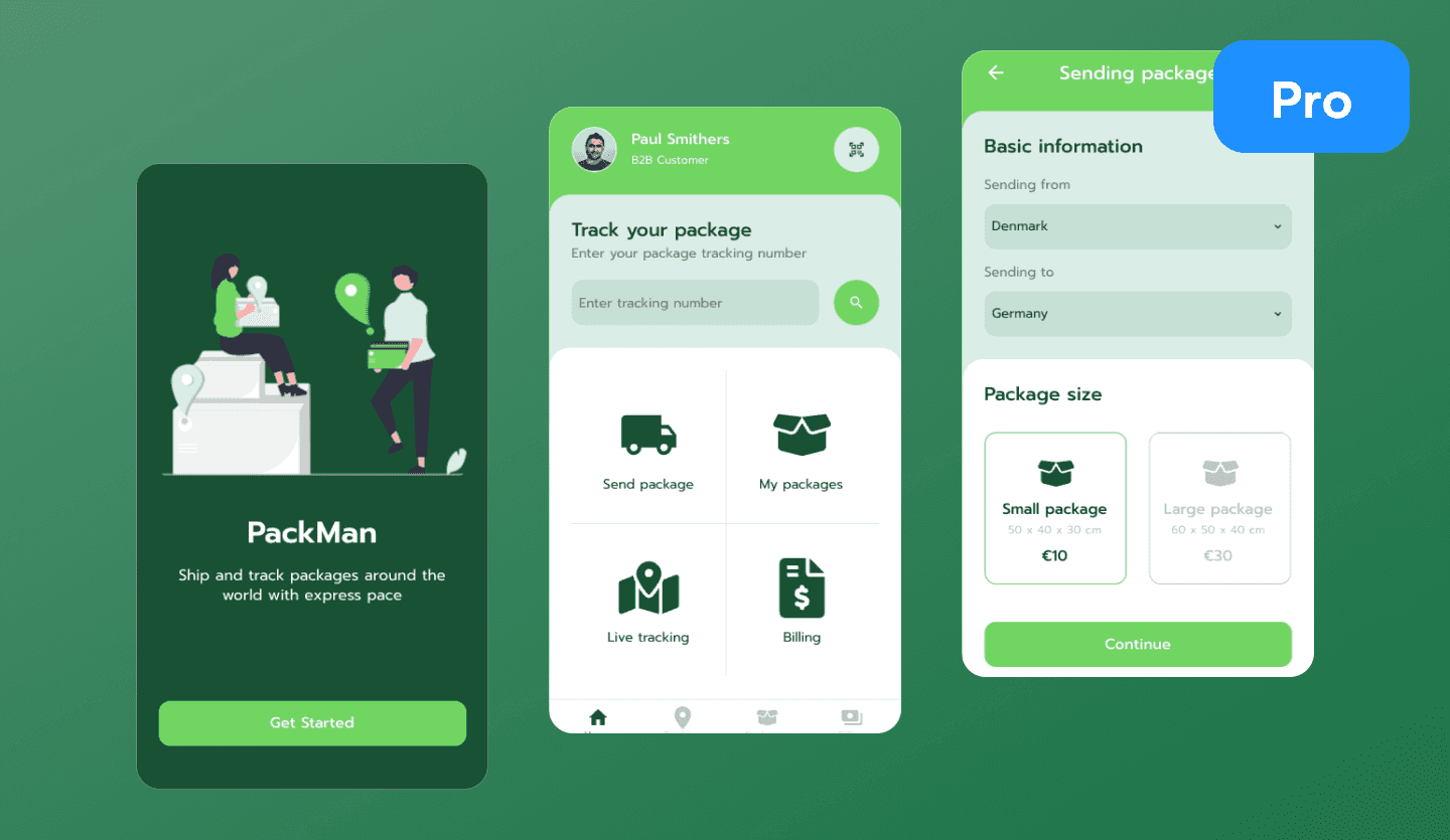 Package delivery app UI design template
