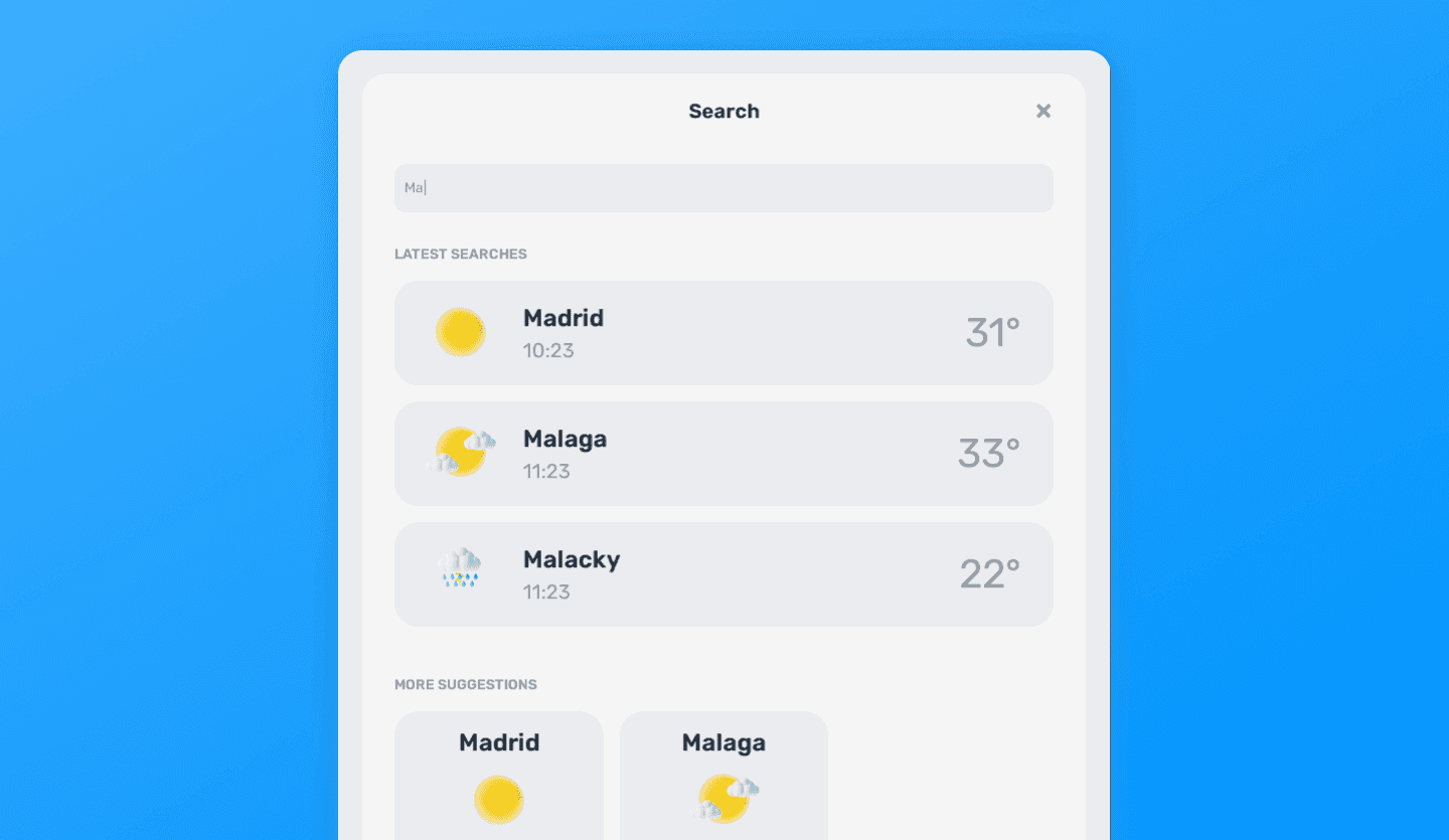 weather tablet app light design template detail screen