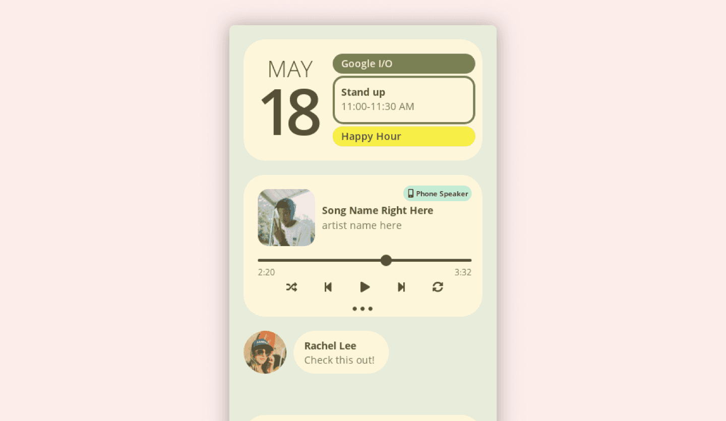 Screenshot of Google Material You Mobile App: widgets