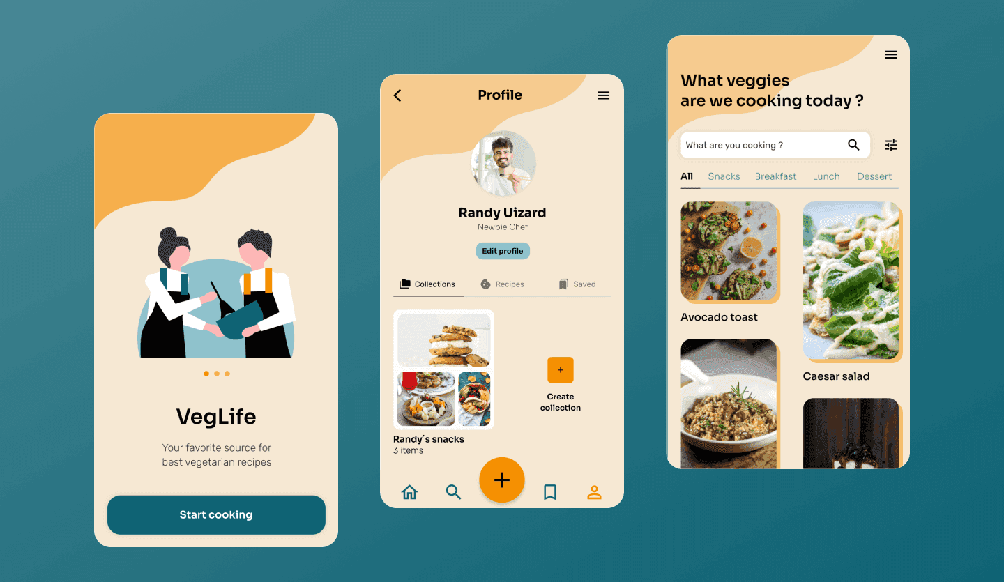 Recipe app UI design template