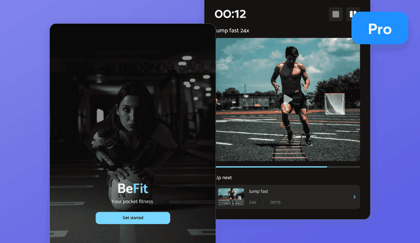 fitness tablet app design template cover screen