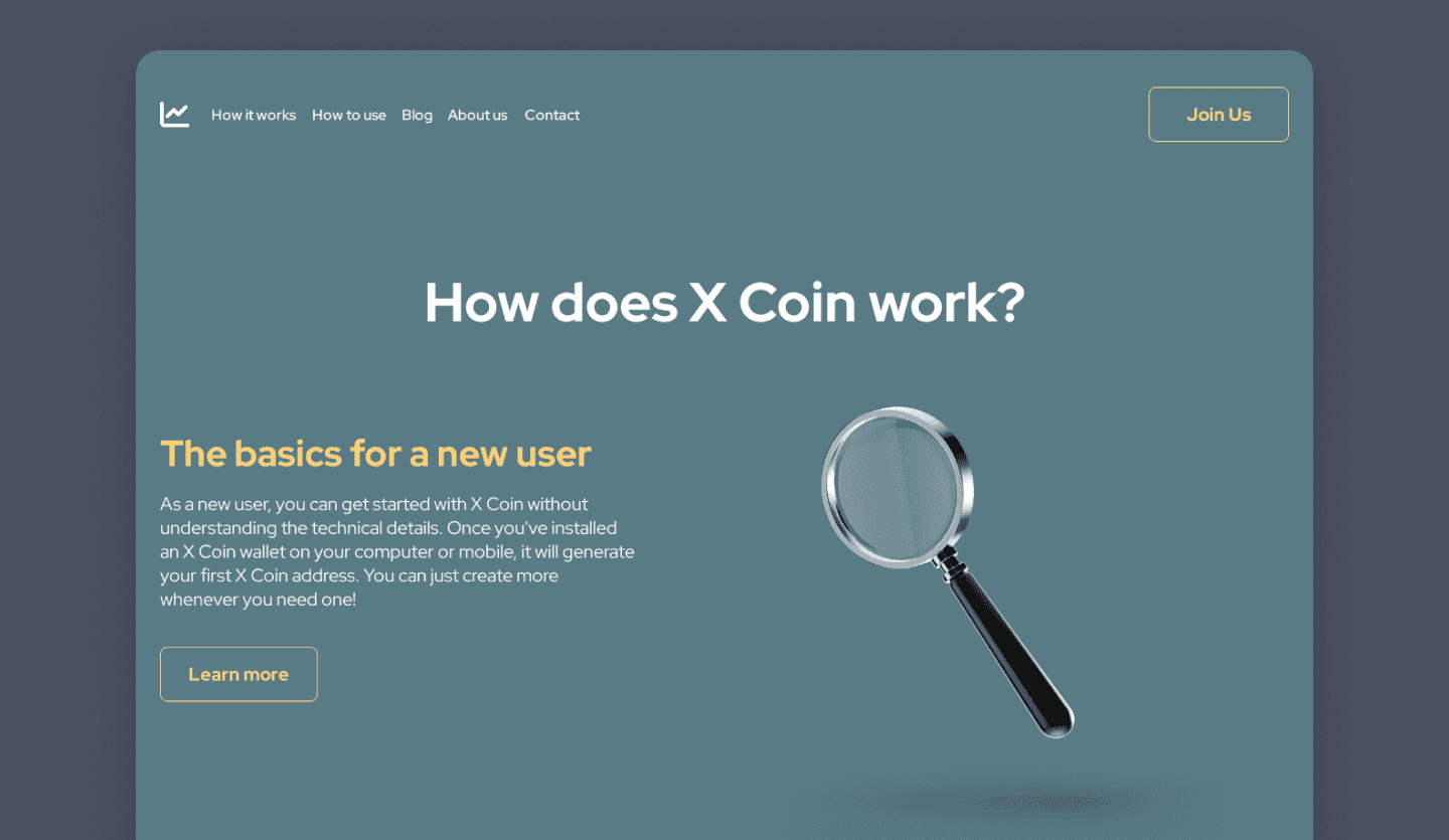 Screenshot of X Coin, a web3 crypto website: How does it work?