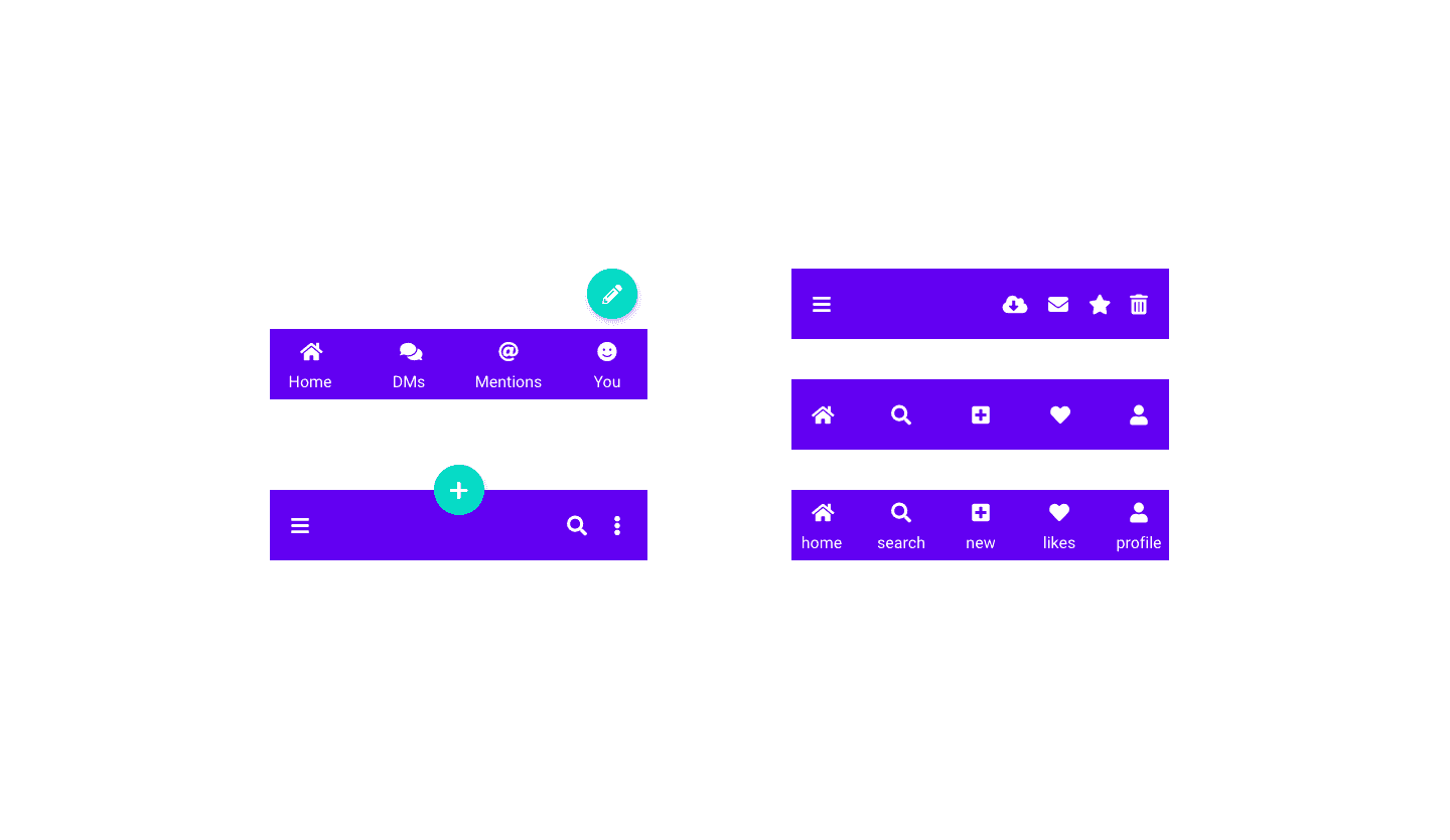 Screenshot showcasing the component template for designing app footers
