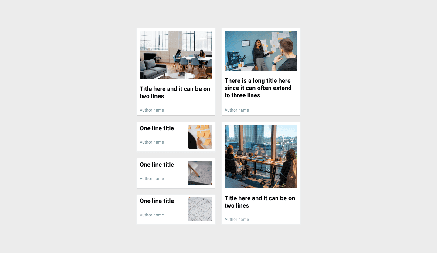Screenshot showcasing the component template for designing blogs