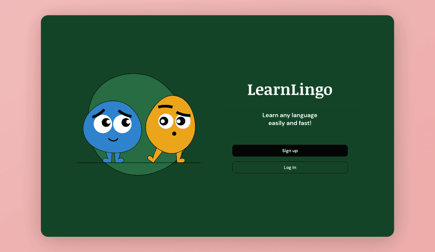 Language learning web app UI template
