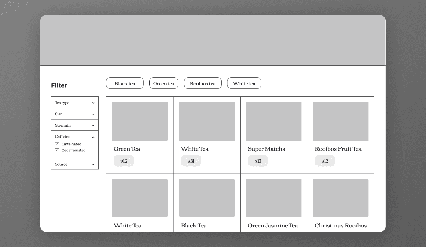 ecommerce website wireframe design product overview page