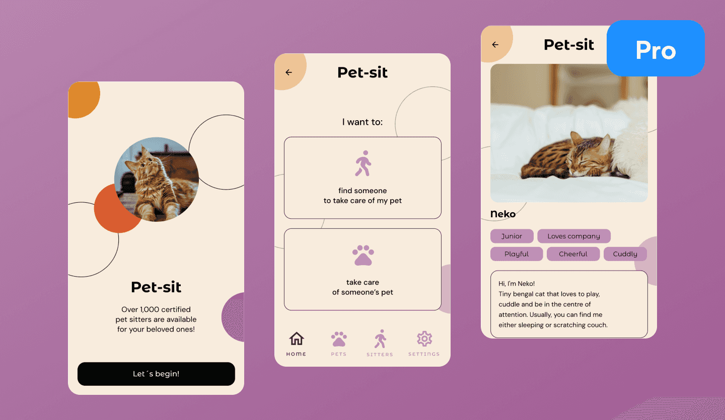 Pet sitter app UI design template