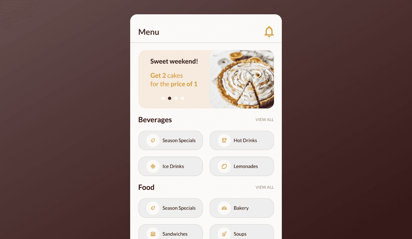 Loyalty reward mobile app menu screen template