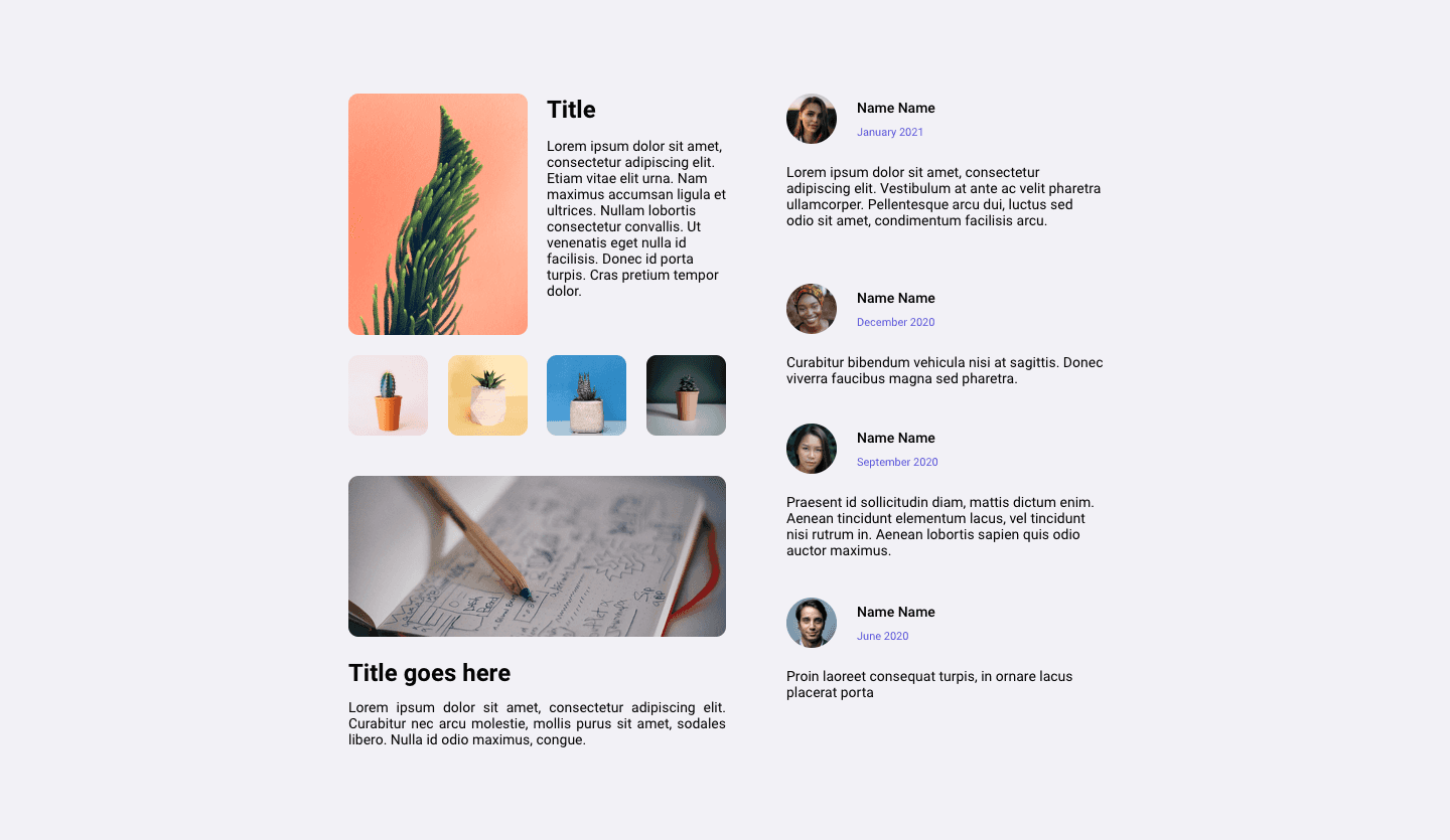 Screenshot showcasing the component template for designing blogs